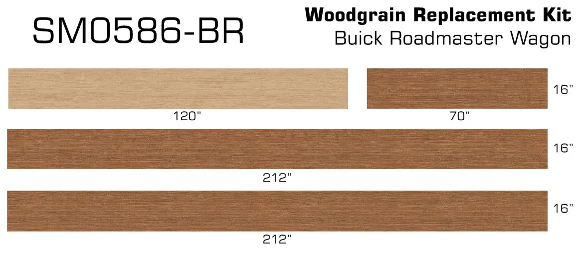 91-96 Buick Roadmaster Wagon Burma Teak Digital Reproduction Wood Grain Vinyl Replacement Kit