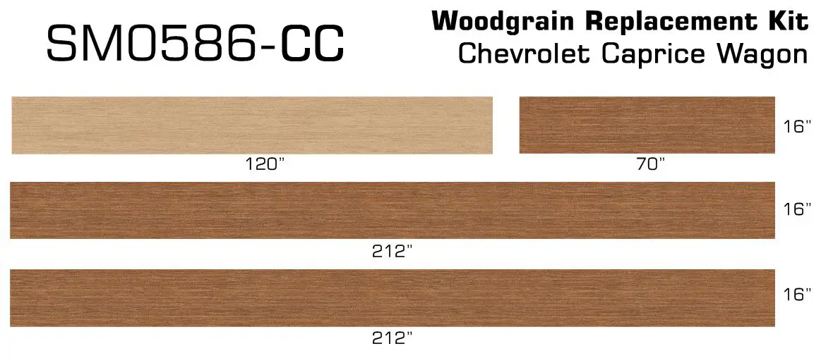 91-96 Chevrolet Caprice Wagon Burma Teak Digital Reproduction Wood Grain Replacement Kit