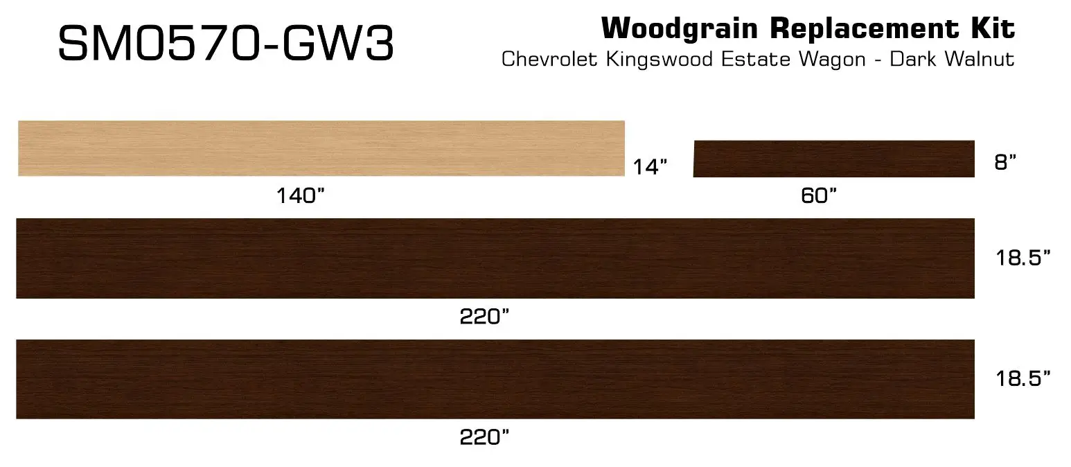 1971-1972 Chevrolet Kingswood Estate Wagon Digital Reproduction Wood Grain Replacement Kit - Image 2